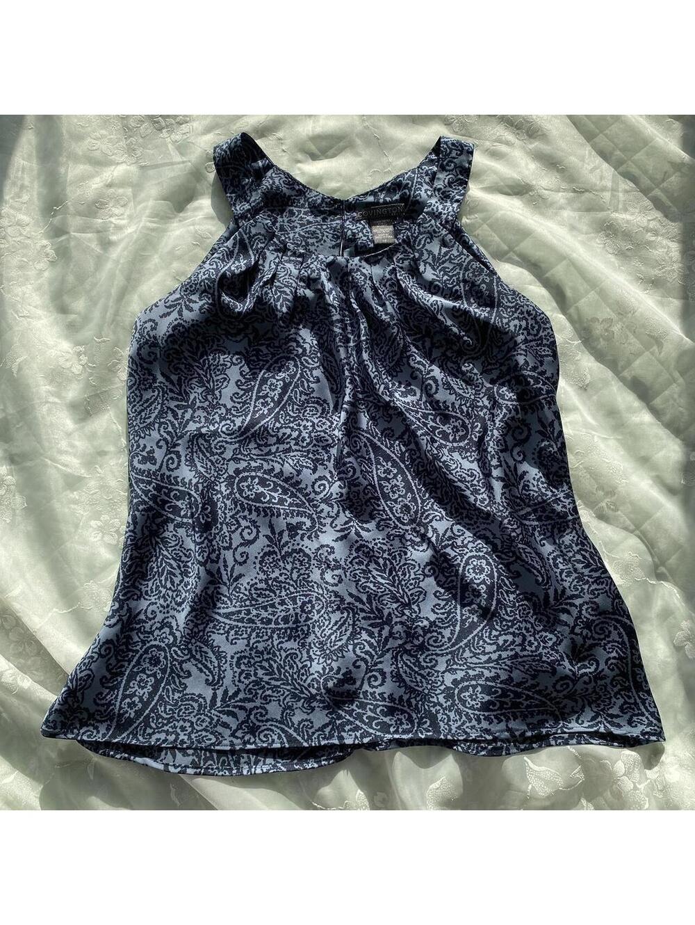 Vintage y2k silky ruffled halter top tank top blouse with paisley pattern
